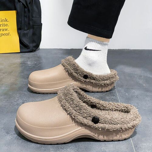 Men's winter new cotton slippers, home indoor non-slip soft thick sole, couple's outer wear, plus velvet, warm fluffy slippers