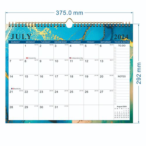 Manufacturer's -24 English Calendar Simple and Creative Desktop Calendar 18-Month Multi-Country Holiday Wall Calendar