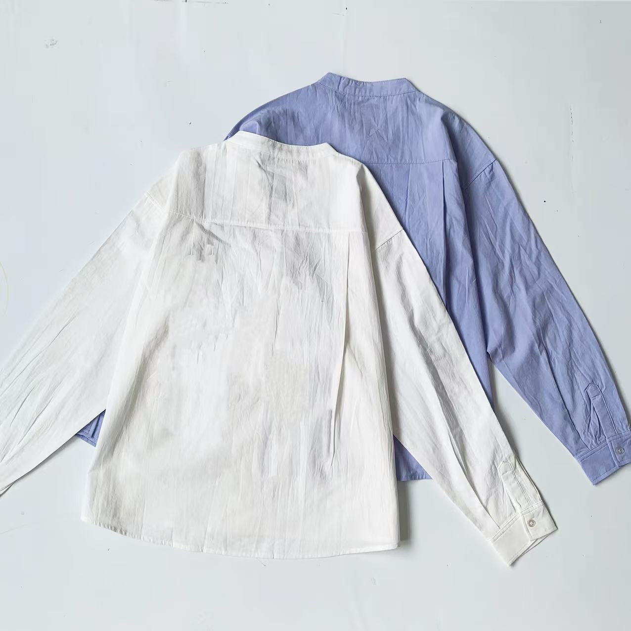 货号25A489秋季新款日系刺绣字母小标休闲立领长袖衬衣