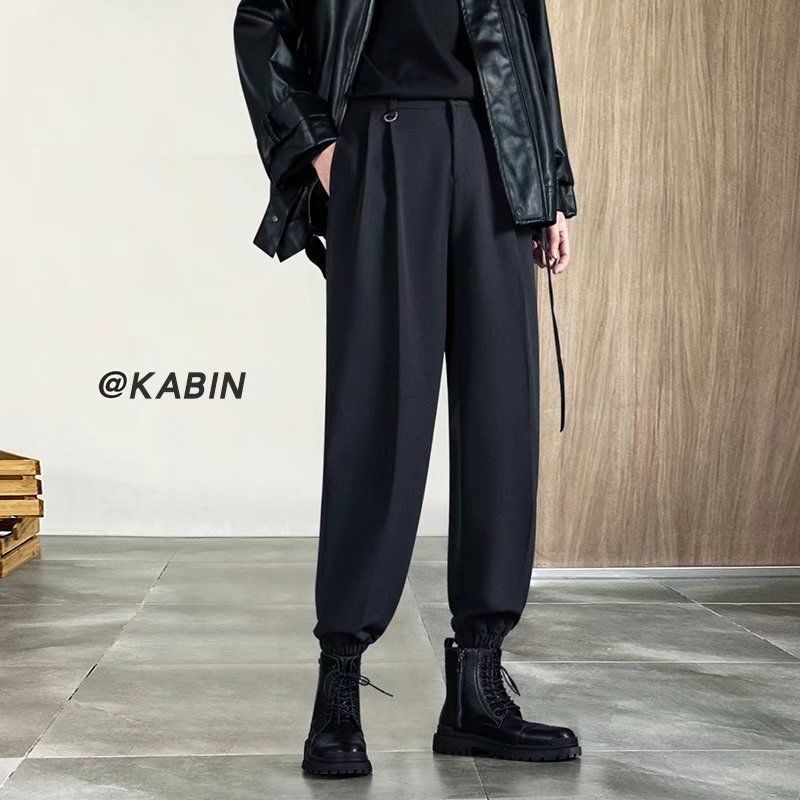 1 Men's Casual Spring And Autumn Loose Regular Wide-Leg Pants Japanese Style Simple Solid Color Versatile Straight_voghion.com