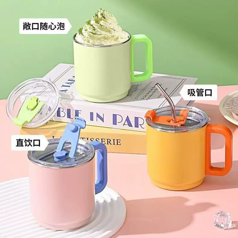 304不锈钢水杯食品级马克杯户外学生密封防漏带盖咖啡杯批发礼品