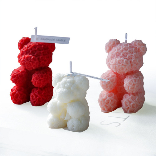 Rose Bear Shaped Aromatherapy Candle - High-end Handcrafted Perfume Candle for Birthday Gift - Candle with Atmosphere, Creative Gift