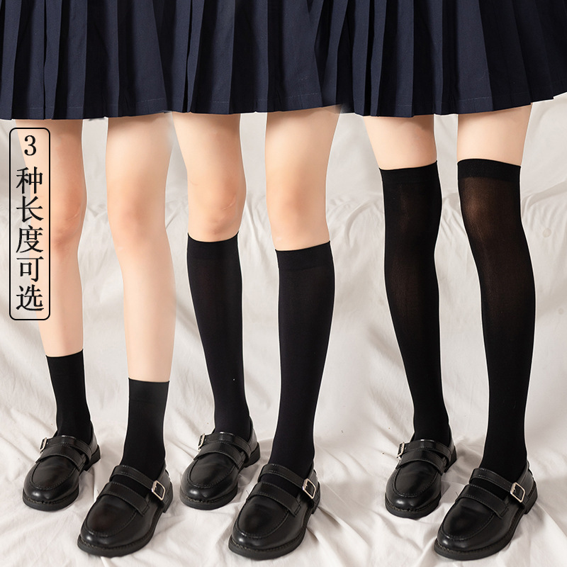 White velvet calf socks spring and summer stockings women's black thin long tube jk uniform knee socks Japanese mid-length stockings