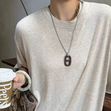 欧美轻奢风乌木吊坠简约高级感轻奢风经典设计猪鼻子锁骨链项链