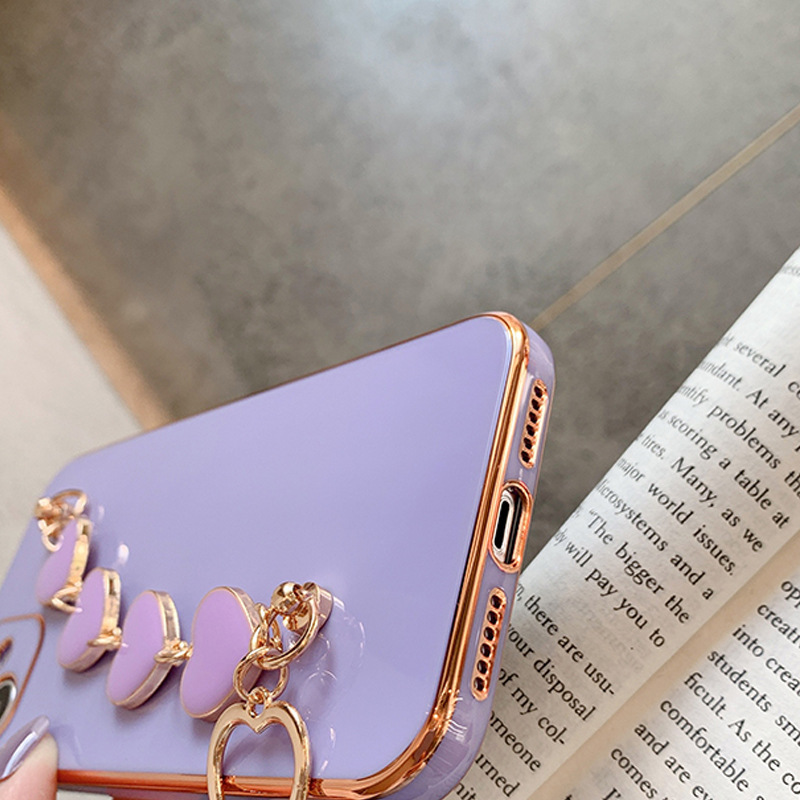 Cover per telefono galvanizzata con bracciale cuore iphone 14 15_voghion.com