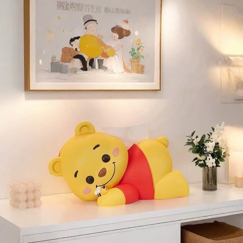 创意维尼熊纸巾盒客厅玄关家用高档桌面抽纸盒装饰可爱摆件收纳盒|undefined
