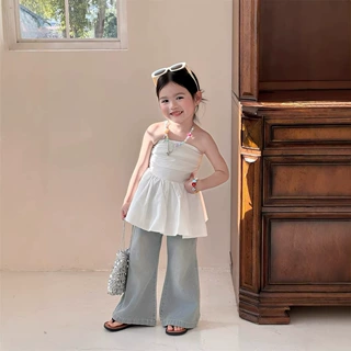 2026夏季新款 韩版童装 女童辣妹一字肩抹胸拉甜美荷叶边背心吊带