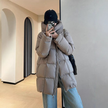 品质三星90白鸭绒方糖五格加厚连帽羽绒服外套女2024冬新款504465