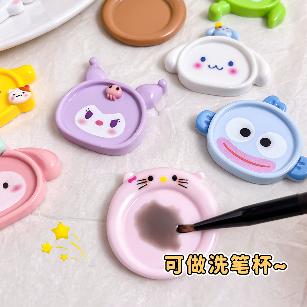 Bandeja de herramientas de uñas multifuncional, taza de lavado de plumas de perro de laurel de jade de dibujos animados, paleta de esmalte de uñas pintada floreciente de gatito lindo