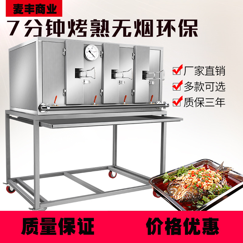 烤鱼炉商用燃气无烟煤气碳烤鱼机不锈钢全自动智能电烤鱼烤箱