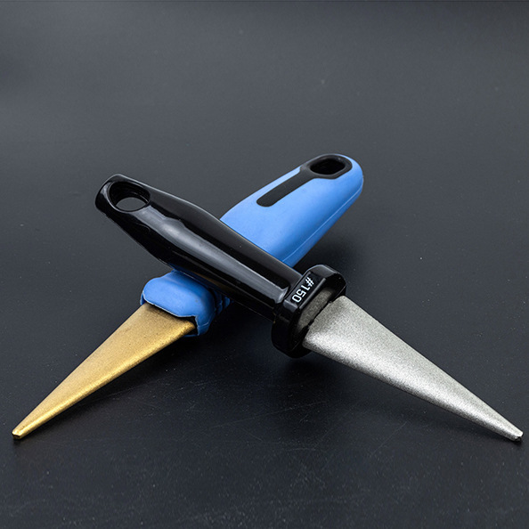 短三角金刚石磨刀器金色镀钛190L*25*83T银色平面曲面金刚石