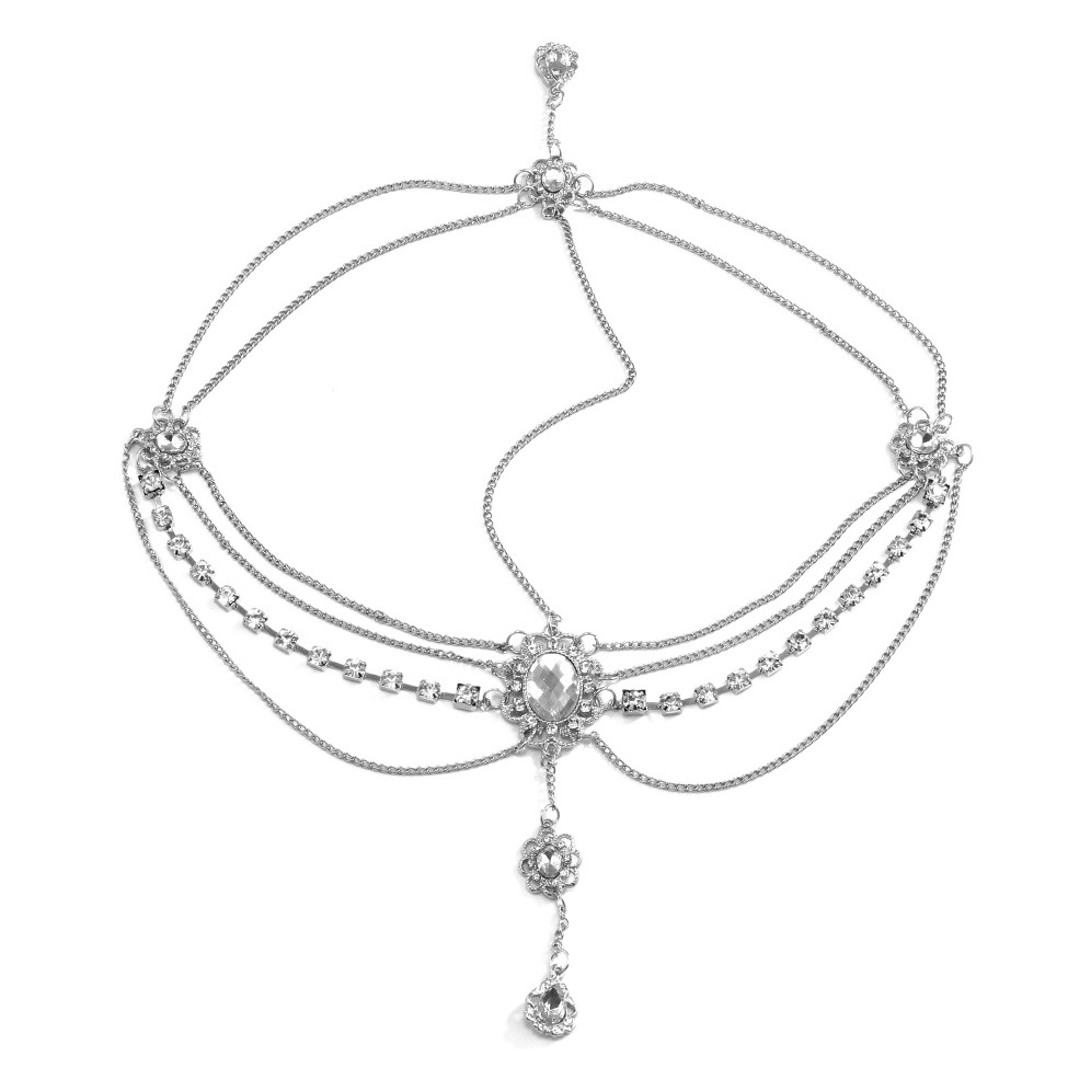 Exotic water drop flower bridal hair accessories vintage Palace style diamond-embedded temperament personality cold style hanfu headdress