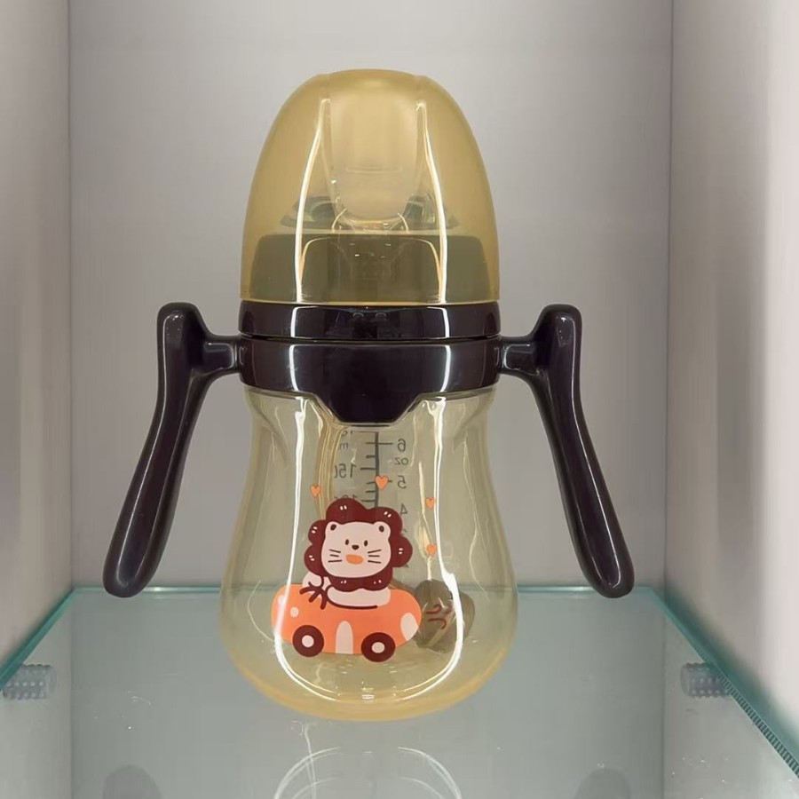 Bebés pequeños chupadores 180/240/280ml serie simple con mango PP biberón con pajita