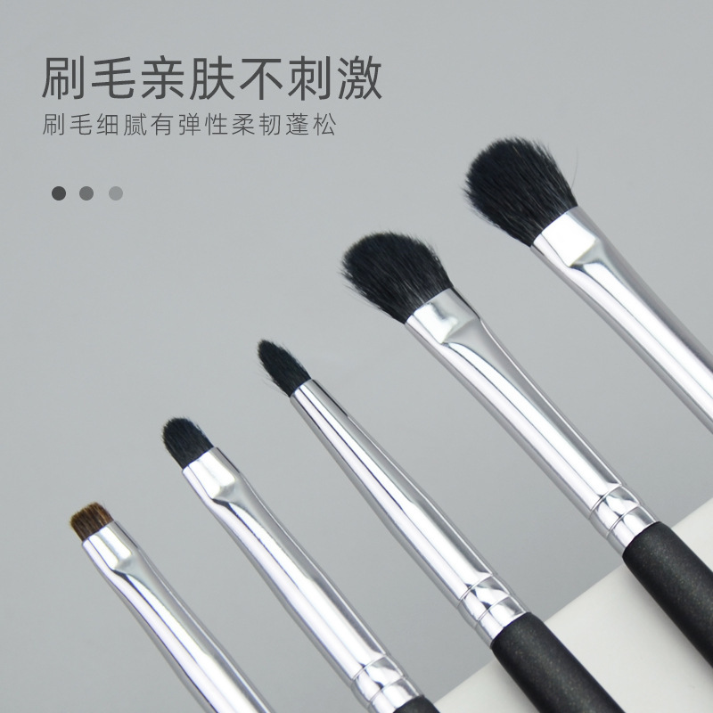 Cangzhou fabricante de maquillaje maestro de belleza cepillo de sombra de ojos juego de cepillo de mancha lana de piel de animal 5 cepillos de maquillaje de ojos de lana