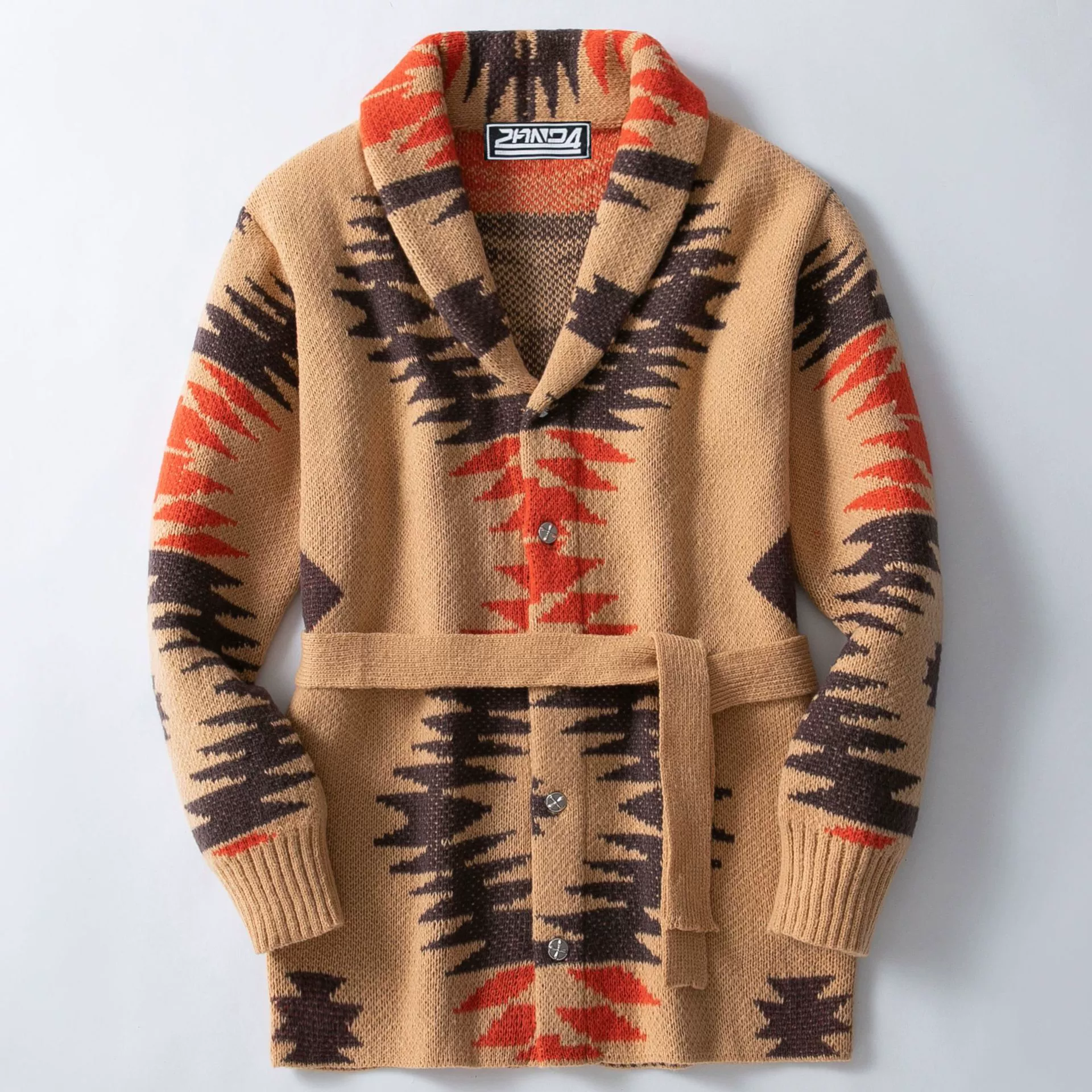 Мужская одежда Cross-Border, Европейский и американский мужской сверхпрочный жаккардовый свитер в стиле ретро, кардиган средней длины на шнуровке, пальто SY0114