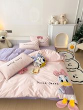 迪土尼卡通風刺綉全棉水洗棉四件套純棉被套兒童成人床單床上用品
