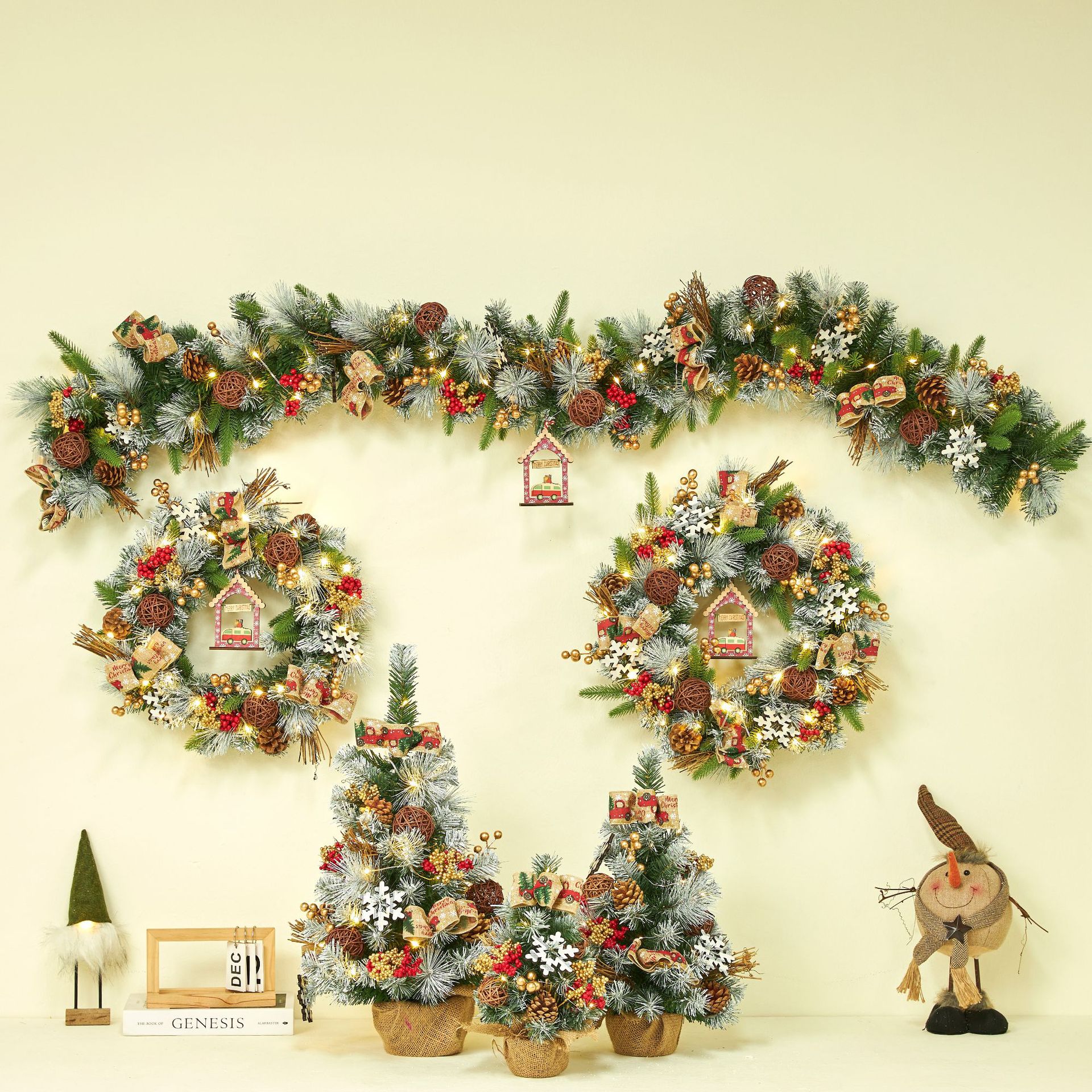 Navidad nuevo 30cm 60cm escritorio Navidad decoración traje guirnalda ratán Navidad árbol combinación vacaciones preferido