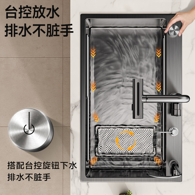 lavabo de verduras de un solo canal de acero inoxidable lavabo de cocina de un solo canal de gran meseta de lavabo grueso escoria filtrado drenaje lateral lavavajillas