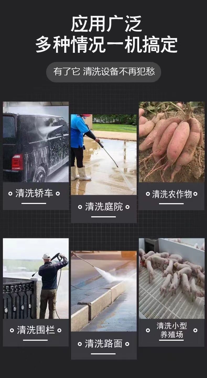 All-Copper Household Car Washing Machine High-Power Electric Water Gun Cleaning Machine High-Pressure Car Washing Machine Water Gun 220V Automatic Portable