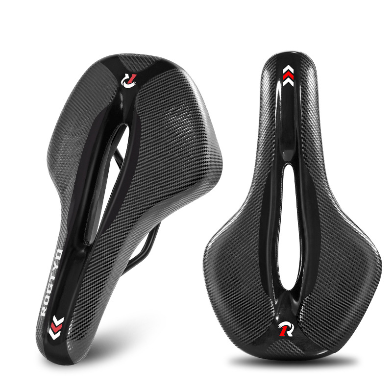 Comfortable Carbon Fiber Texture Mountain Bike Seat Saddle, Ultra Soft Seat Shock Absorbing Bike Saddle Accessory