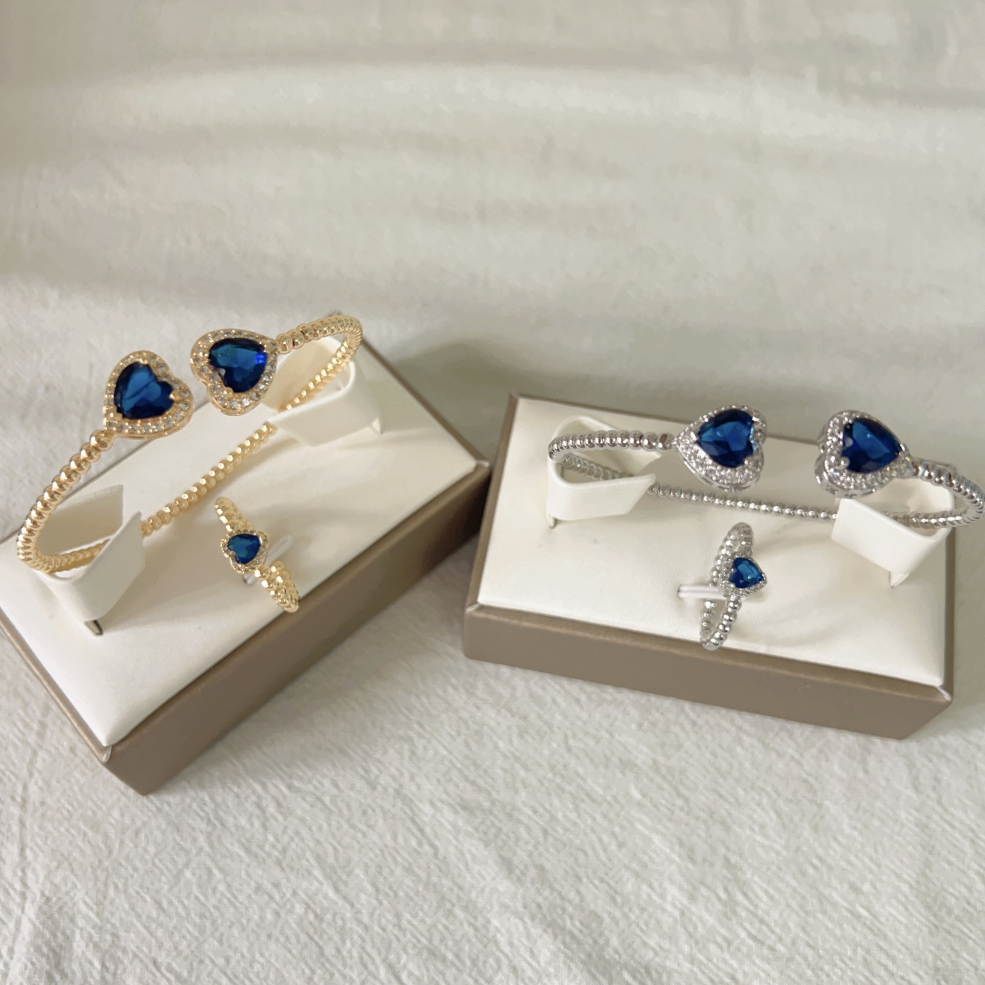 1 Set Quantity Copper 18K Gold Plated Simple Style Plating Inlay Heart Shape Zircon Jewelry Set