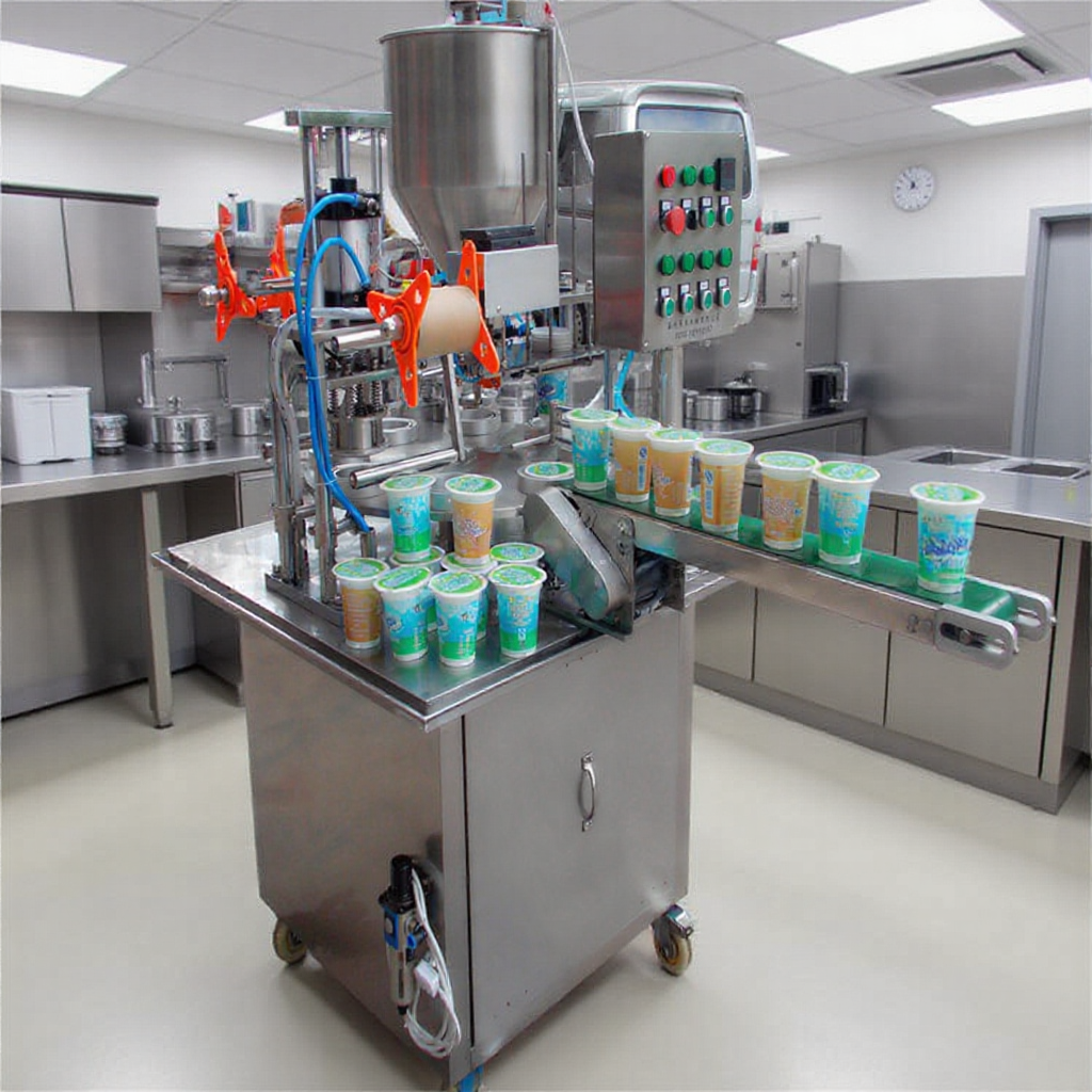 转盘式杯装饮品全自动充填封杯机100-350ml塑料杯封口机包装机