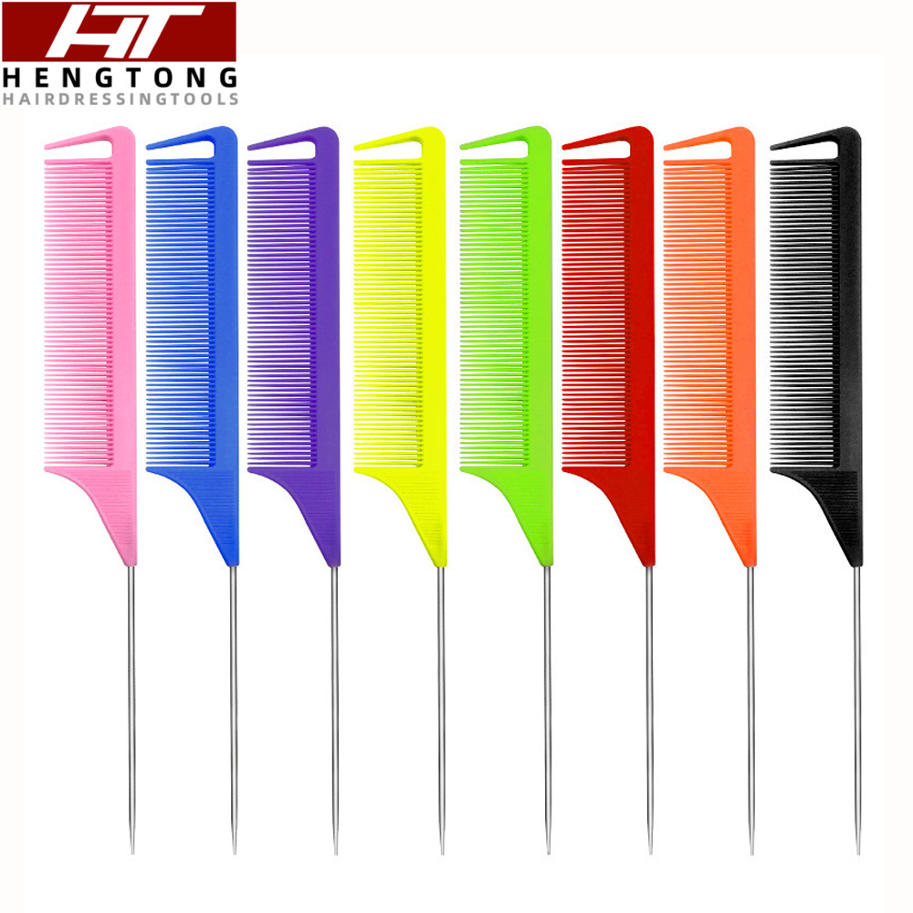 Hair pick pointed-tail comb hair dye comb steel pin pointed-tail comb partition hair hairdressing pointed head combing hair carbon fiber hairdressing comb