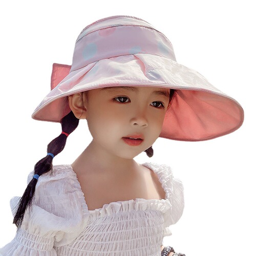 Children's sun protection hat girls summer empty top sun hat anti-UV baby sun hat spring outing big brim hat