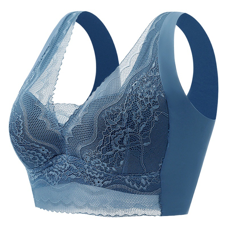 Nueva belleza espalda encaje envuelto en el pecho chaleco fijo Copa anti-Exposición de mama reunión sin costuras más tamaño sueño sujetador
