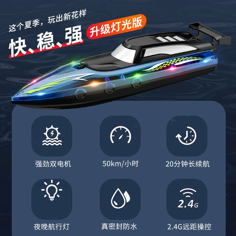 High speed waterproof speedboat, lightweight engine, Olympic toy, minifigure, 4G