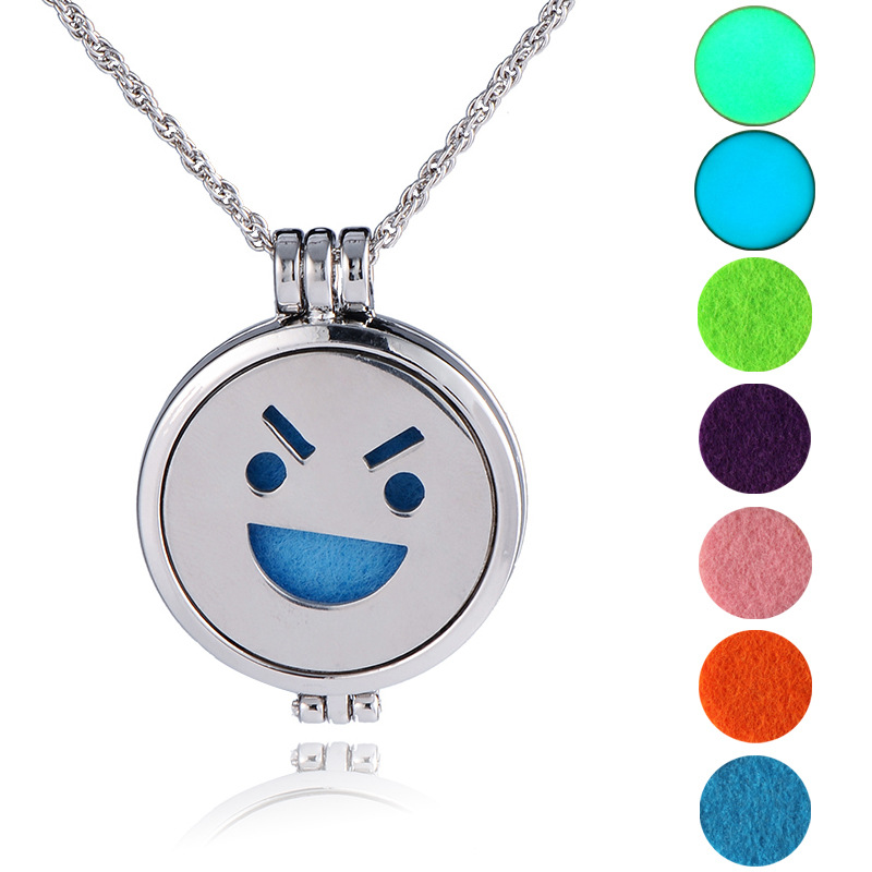 European And American Pendant Trend Atmosphere Fashion Hip Hop Smiley Face Expression Handmade Diy Aromatherapy Luminous Pendant Ornaments Necklace display picture 12