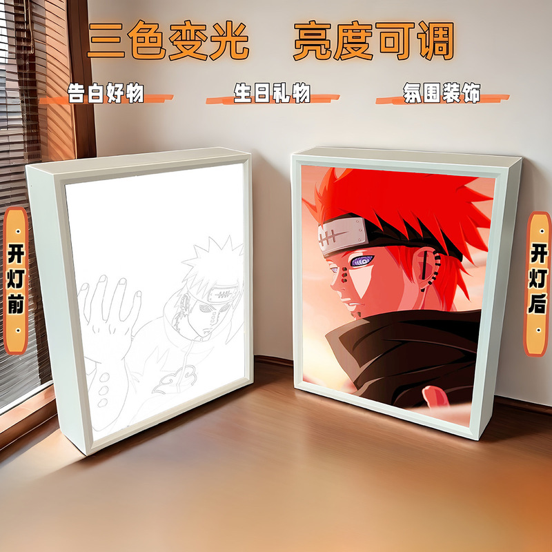 クリエイティブギフトライトペインティングナルトオビトdiy宇智波斑デジタル油絵フォトフレームテーブル装飾絵画|undefined