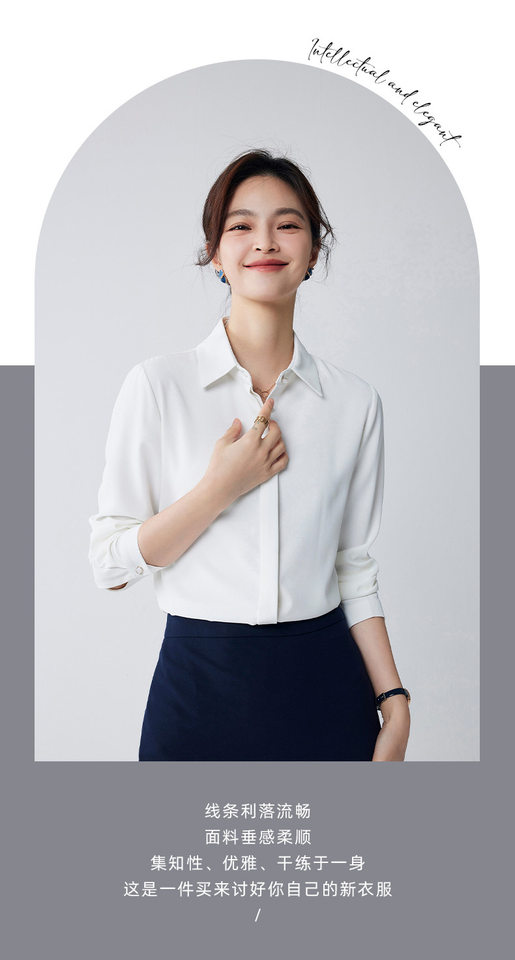 Áo sơ mi voan dài tay nữ cổ vuông, thiết kế chống lộ, phom rủ mềm mại — Trắng-dài tay-nữ chi tiết 6