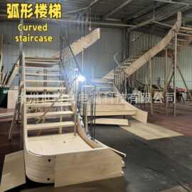 旋转楼梯踏步弧形楼梯红橡木双梁消防直梯室外出口外贸