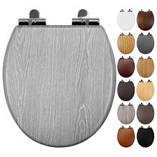 工厂直销17寸密度板木质MDF马桶盖带pvc贴皮灰色木纹带缓降