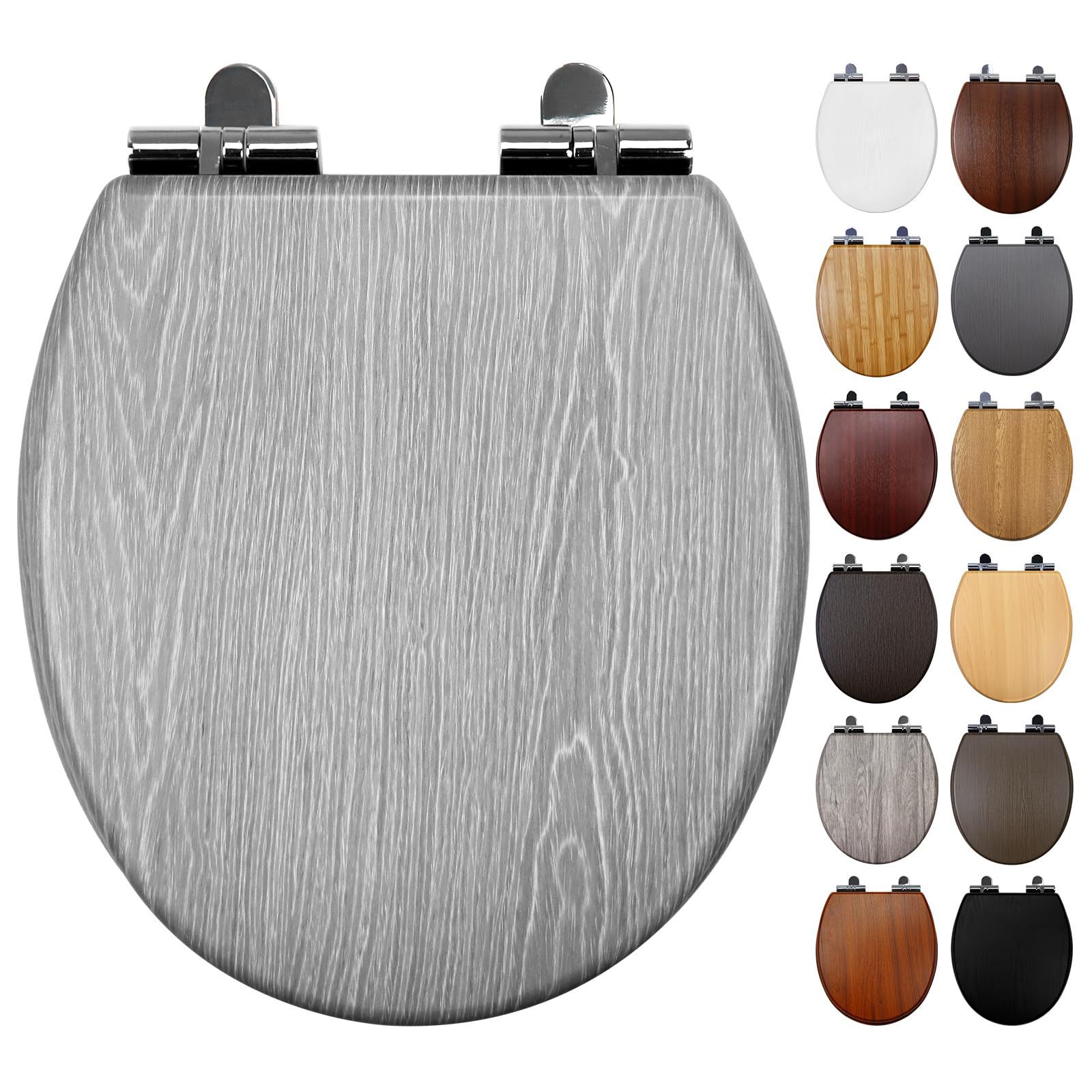 Fábrica directa de 17 pulgadas tablero de densidad madera MDF cubierta de inodoro cinta de pvc pegado corteza de madera gris caer lentamente