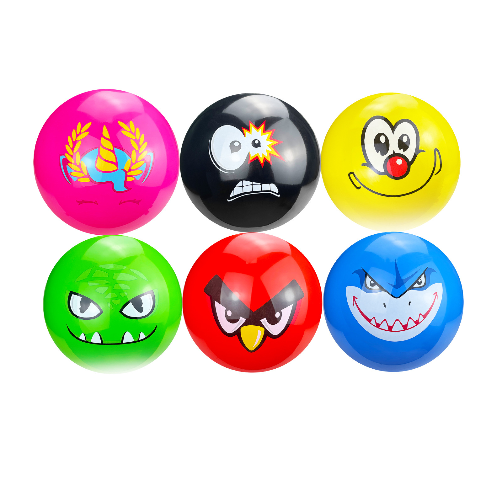 Yongqi bola raqueta de juguete para niños bola inflable de PVC bola de 9 pulgadas imagen de dibujos animados sonriente cara bola transfronteriza al por mayor
