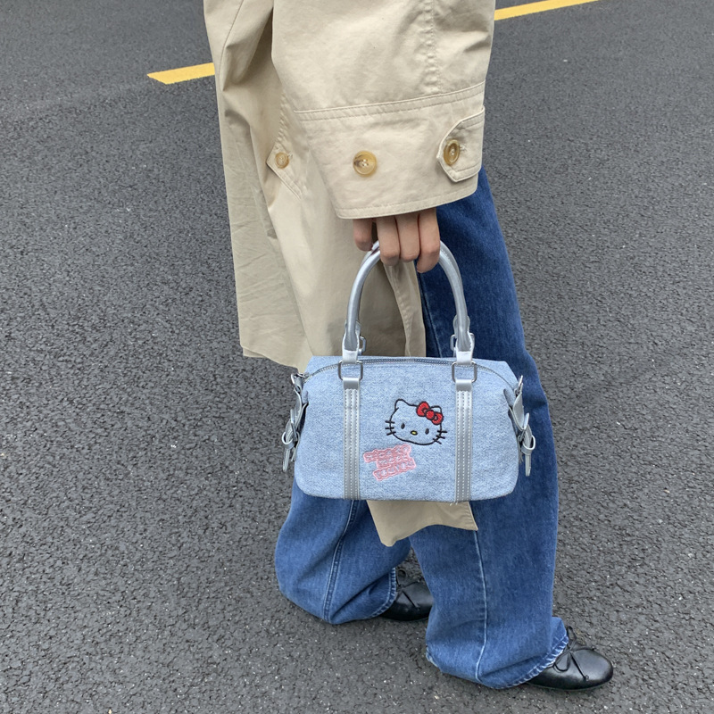 美拉德复古kitty波士顿包女2025秋新款百搭单肩斜挎包外出小拎包|undefined
