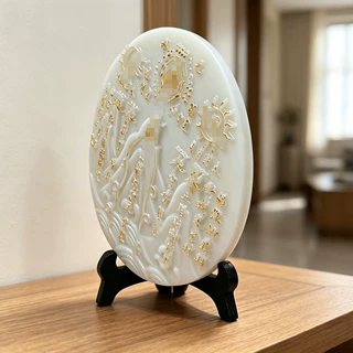 夜光八卦龙牌摆件夜光描金客厅玄关家居工艺品摆台直播货源批发