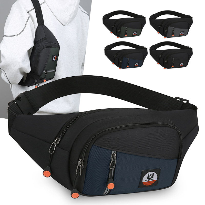 New casual sports versatile waist bag for men, multi-layer crossbody bag, chest bag, lightweight work bag, cashier bag, shoulder bag