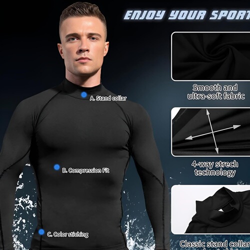 PRO Sports Running Fitness Clothing Outdoor Sports High Elastic Quick Dry Cycling Training Tight High Collar Long Sleeve