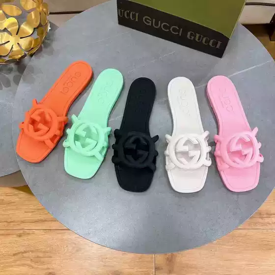 Gg Summer Beach Women's Slippers Jelly Candy Color Slippers 2025 Cross-Border Popular Women's Slippers Slippe