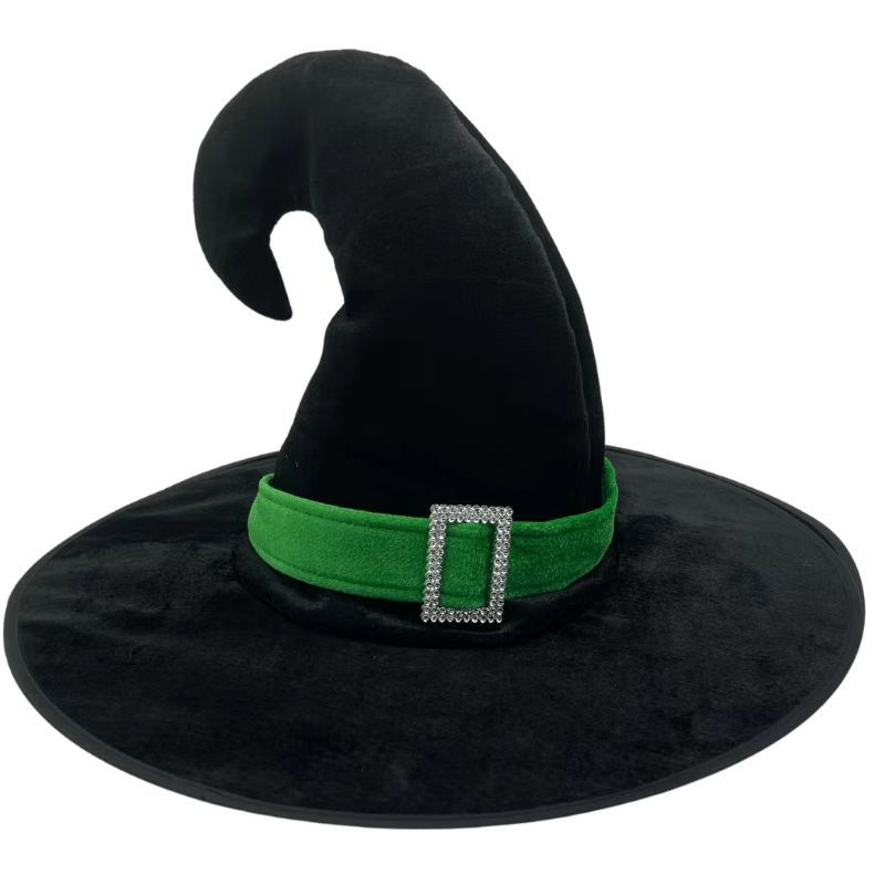 Sombrero de Halloween Sombrero de bruja de Halloween sombrero curvado cinta negra con hebilla de plata sombrero de Carnaval