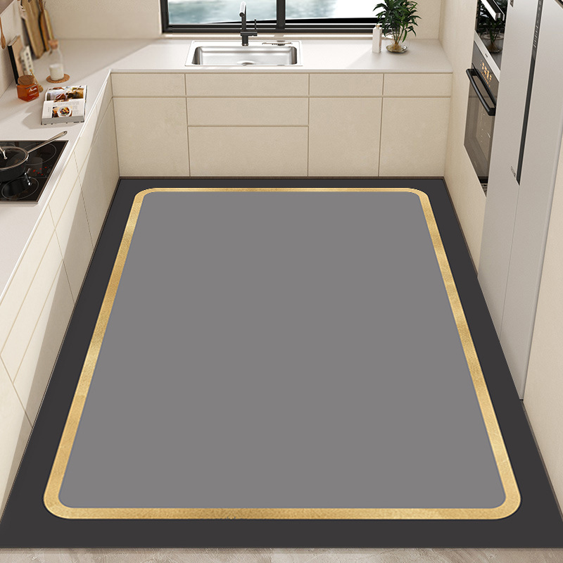 Moderno simple impermeable a prueba de aceite alfombra de piso completo hogar lavable borrable corte de cuero alfombra de piso de la cocina
