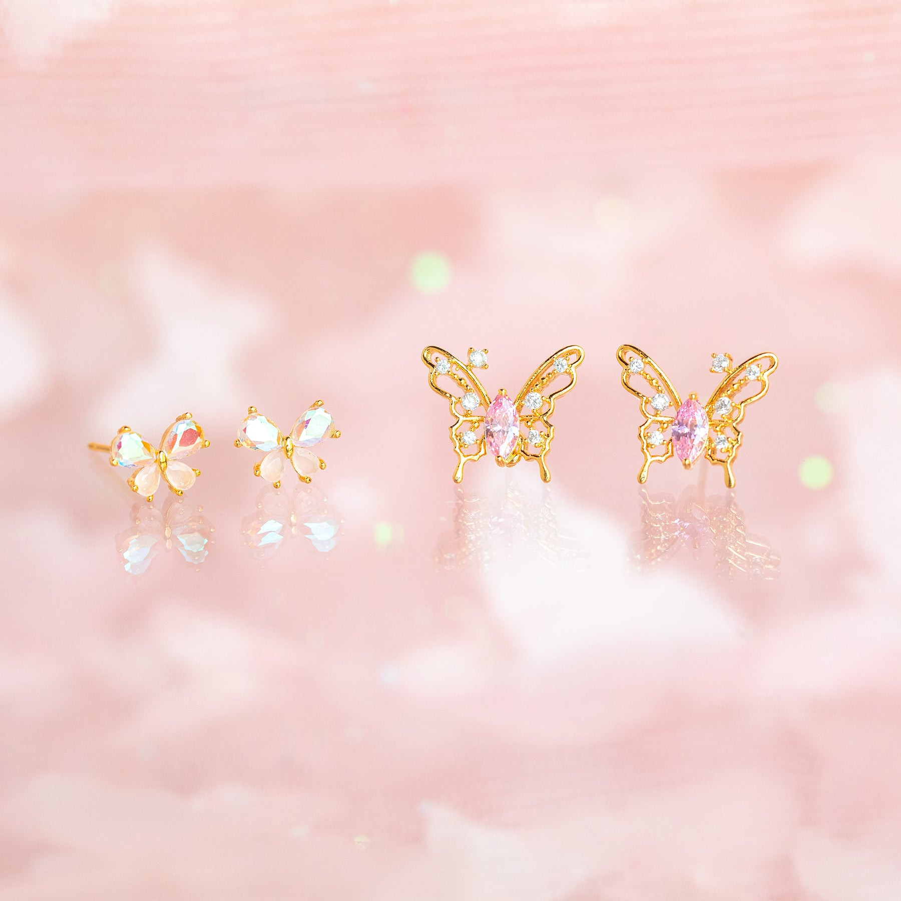 Korean Style Korean Style Dignified Hollow Butterfly Studs Micro Inlaid Zircon Pure Silver Ear Pin E