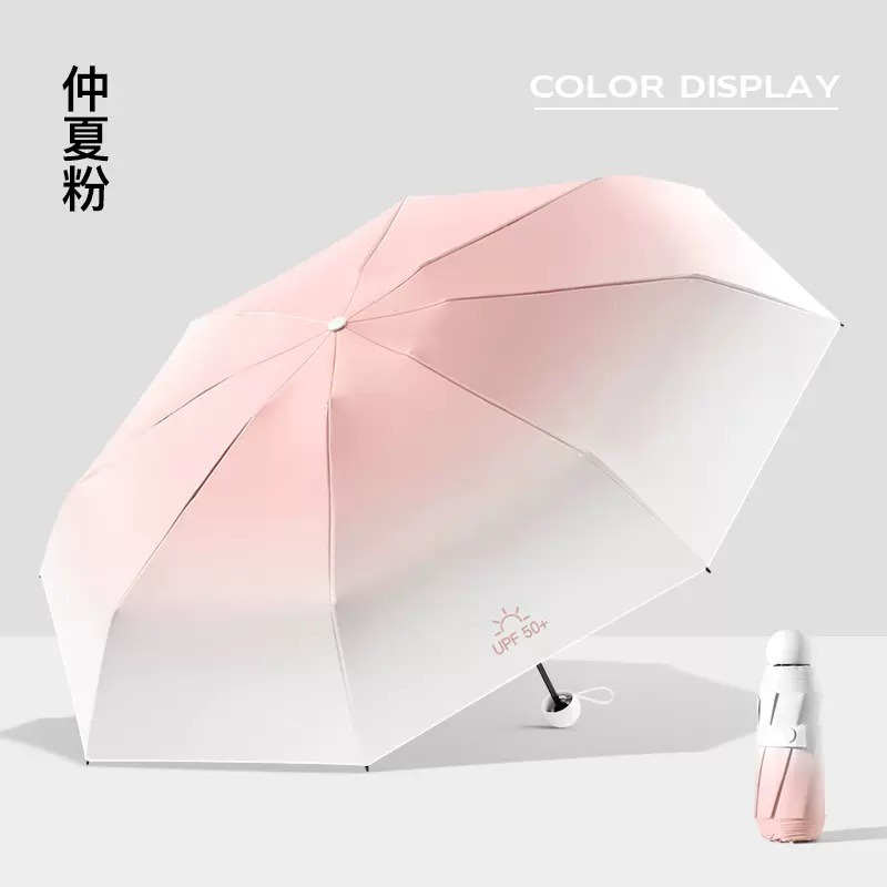 Cápsula paraguas protección solar Protección UV paraguas reforzado de ocho huesos paraguas cinco veces pequeña sombrilla portátil