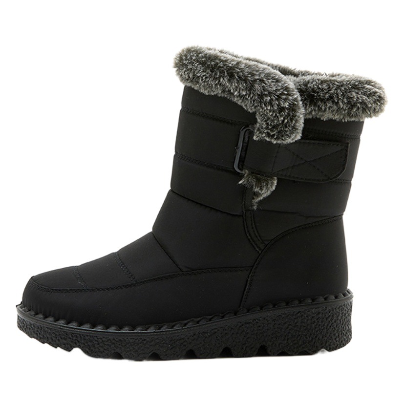 New Large Size Cotton Shoes Imitation Rabbit Fur Cross-Border Warm Women's Snow Boots Velcro Waterproof Women's Boots Casual Women's Shoes