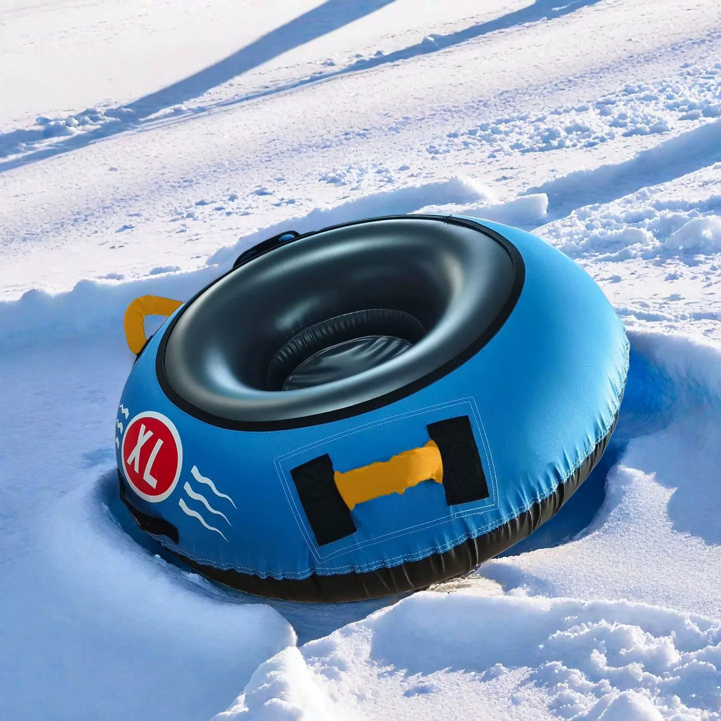 便携充气滑雪圈厂家直销加厚耐寒PVC内胆耐磨布套单人滑雪拖拉圈