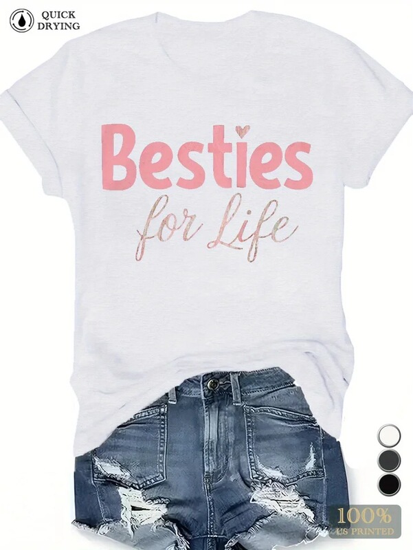 The Best Life Women's Sports Short-Sleeved Shirts, Spring and Summer Knitted Shirts with Lettering Patterns for Women