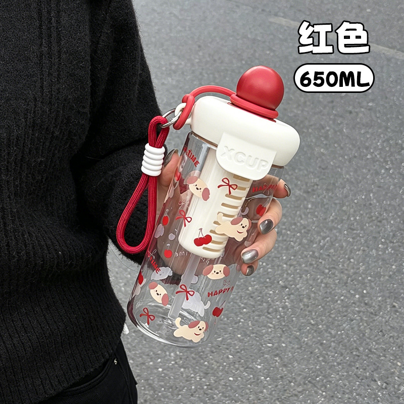 차 거름망 스트랩 휴대용 빨대 물병 650ml